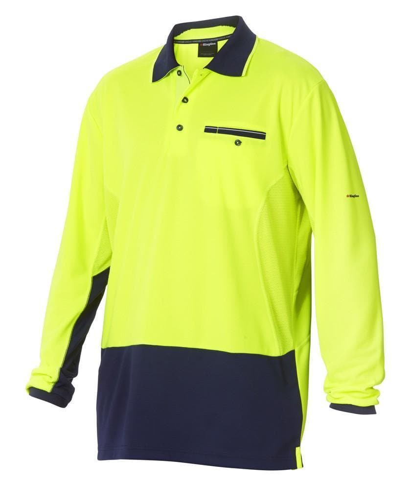 KingGee Work Wear KingGee Workcool 2 Hyperfreeze Hi Vis Polo L/S K54840