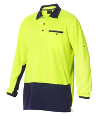 KingGee Work Wear KingGee Workcool 2 Hyperfreeze Hi Vis Polo L/S K54840