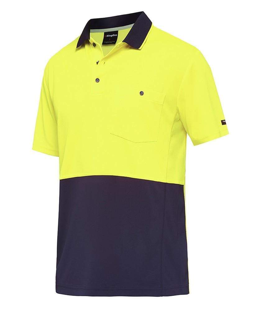 KingGee Work Wear Yellow/Navy / S KingGee Workcool Hyperfreeze Spliced Polo S/S K54205