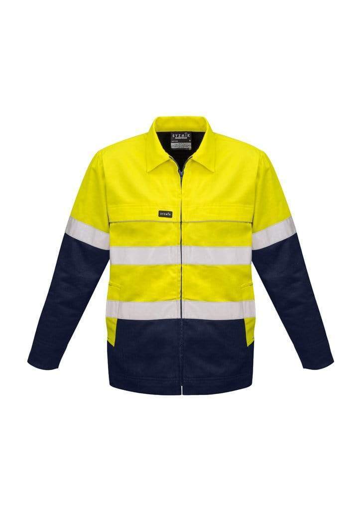 SYZMIK Men’s Hi Vis Cotton Drill Jacket ZJ590 Work Wear Syzmik Yellow/Navy XXS 