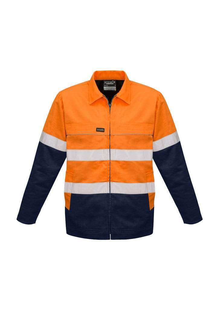 SYZMIK Men’s Hi Vis Cotton Drill Jacket ZJ590 Work Wear Syzmik Orange/Navy XXS 