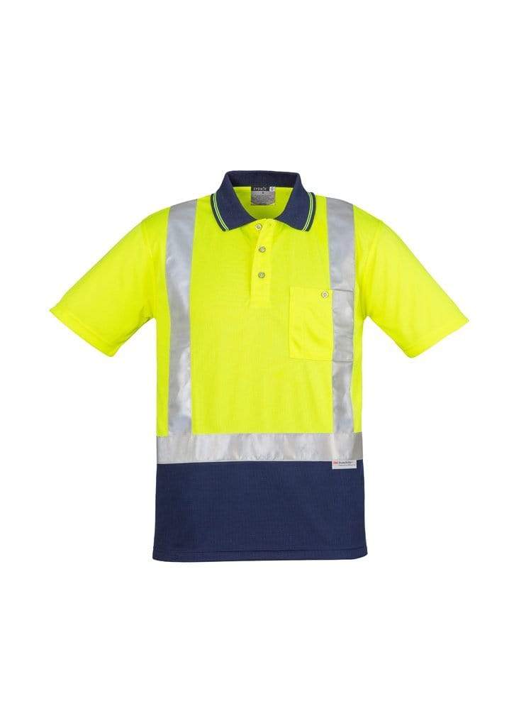 Syzmik Men’s Hi Vis Spliced Polo - Short Sleeve Shoulder Taped ZH233 Work Wear Syzmik Yellow/Navy S 