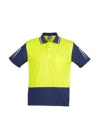 SYZMIK Men’s Hi Vis Zone Polo ZH236 Work Wear Syzmik Yellow/Navy 7XL 