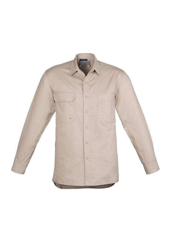 SYZMIK Men’s Lightweight Long Sleeve Tradie Shirt ZW121 Work Wear Syzmik Sand S 