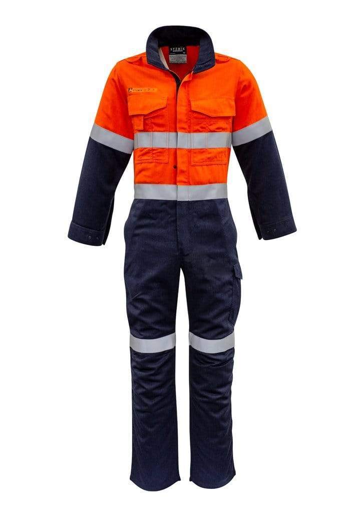 SYZMIK men's orange flame hrc-2 hoop taped spliced overall ZC525 Work Wear Syzmik Orange/Navy 77 