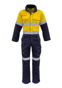 SYZMIK men's orange flame hrc-2 hoop taped spliced overall ZC525 Work Wear Syzmik Yellow/Navy 77 