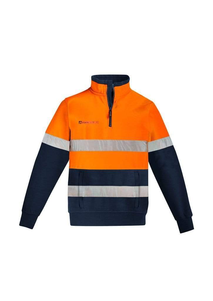 SYZMIK men's orange flame HRC 2 taped 1/4 zip brushed fleece ZT150 Work Wear Syzmik Orange/Navy 7XL 