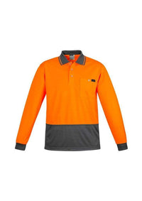 SYZMIK mens comfort back l/s polo zh410 Work Wear Syzmik Orange/Navy S 