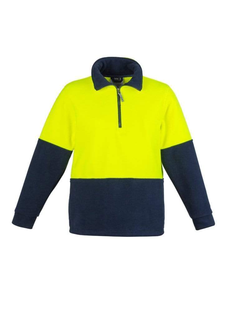 SYZMIK Unisex Hi-Vis Half Zip Fleece Jumper ZT460 Work Wear Syzmik Yellow/Navy XXS 