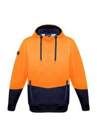 SYZMIK Unisex Hi-Vis Textured Jacquard Hoodie ZT477 Work Wear Syzmik Orange/Navy XXS 