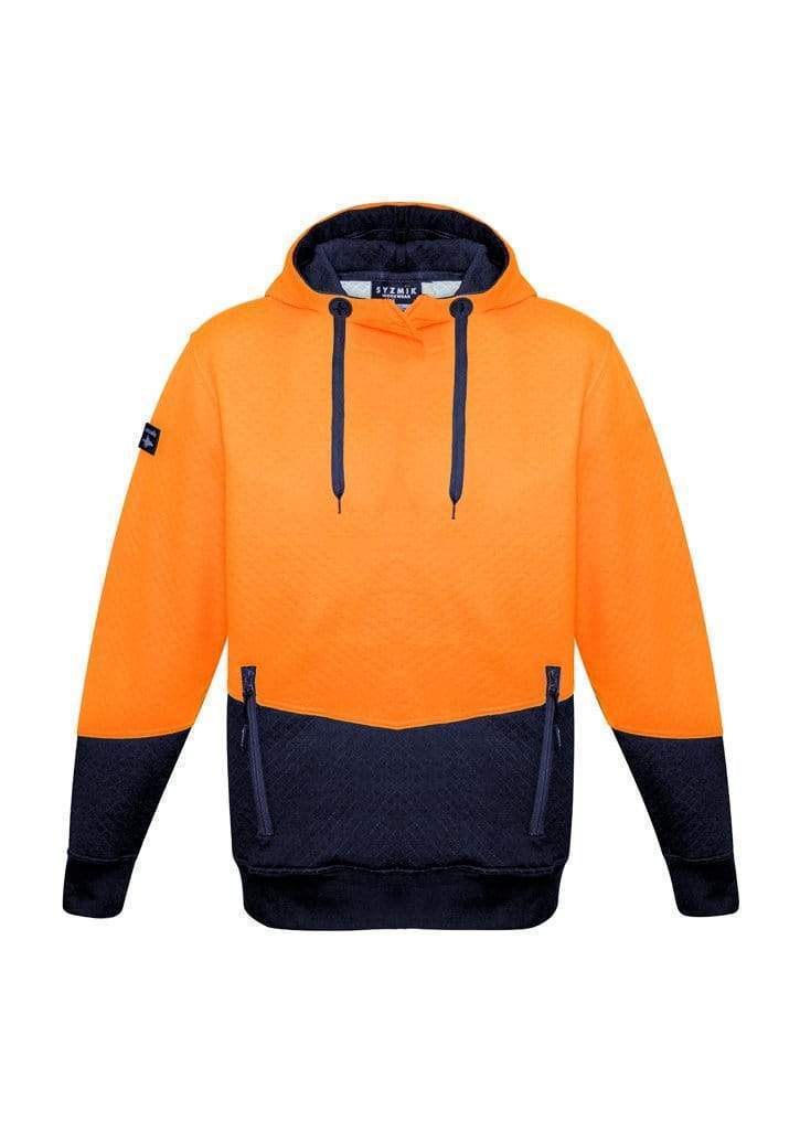 SYZMIK Unisex Hi-Vis Textured Jacquard Hoodie ZT477 Work Wear Syzmik Orange/Navy XXS 