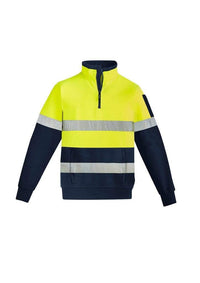 Syzmik Workwear Mens Hi Vis 1/4 Zip Pullover Hoop Taped ZT567 Work Wear Syzmik XXS Yellow/Navy 