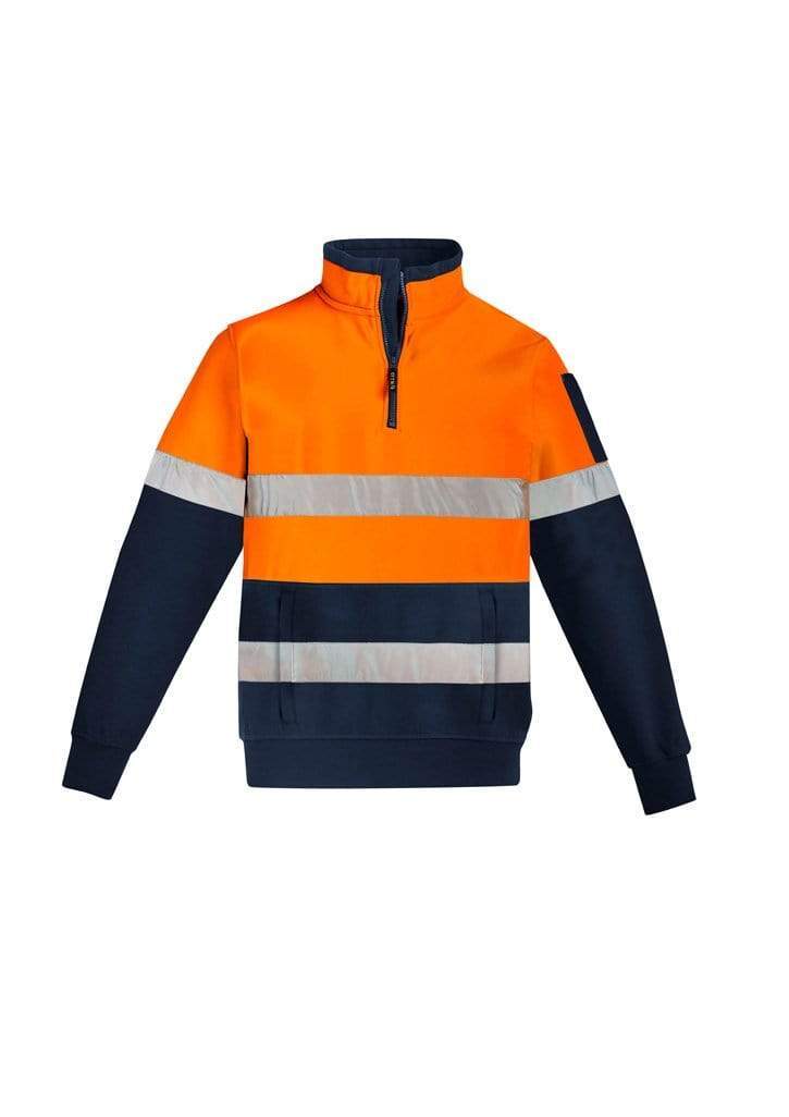 Syzmik Workwear Mens Hi Vis 1/4 Zip Pullover Hoop Taped ZT567 Work Wear Syzmik XXS Orange/Navy 