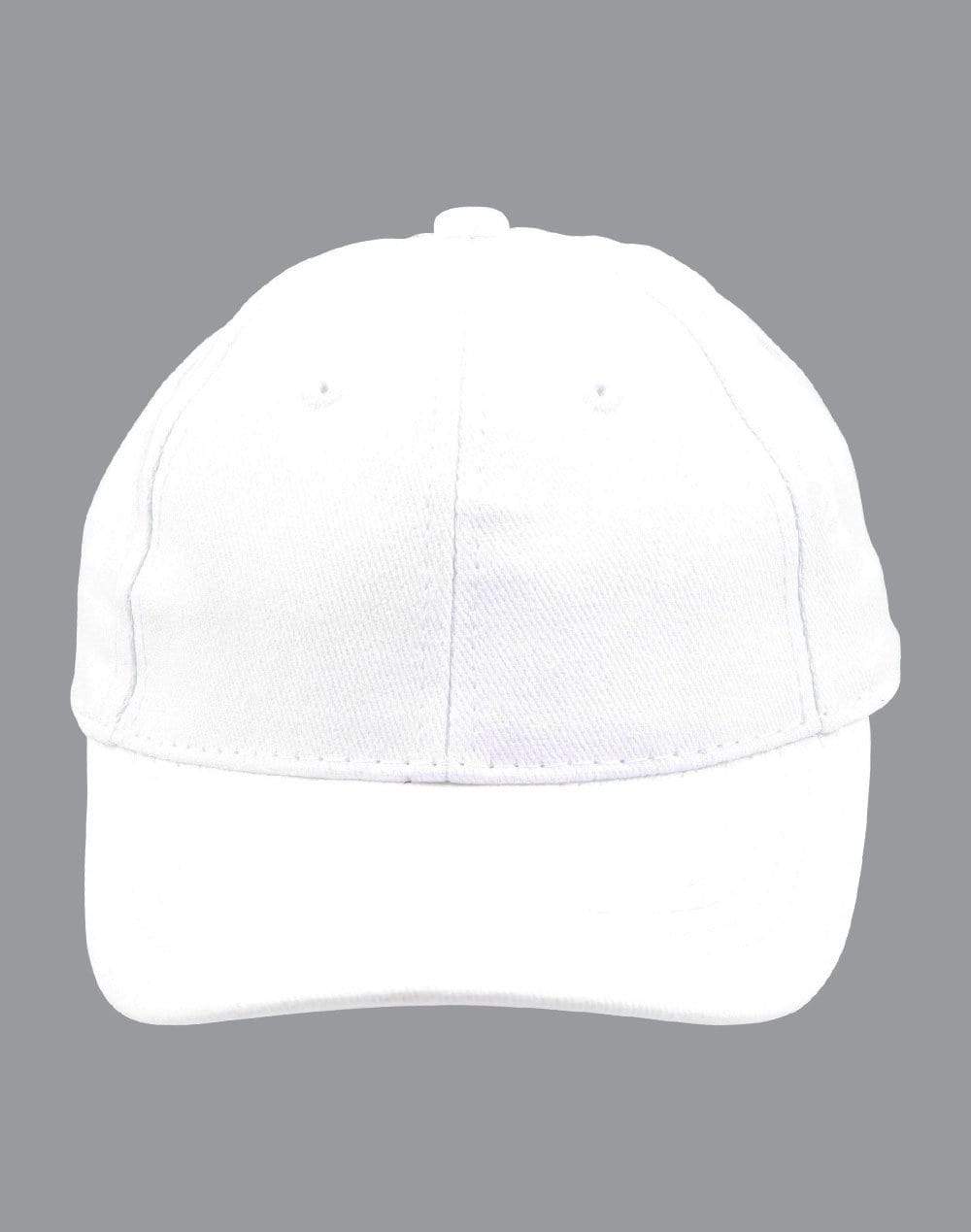 Kids Brushed Cotton Cap H1055 Active Wear Winning Spirit White 42cm-56cm 