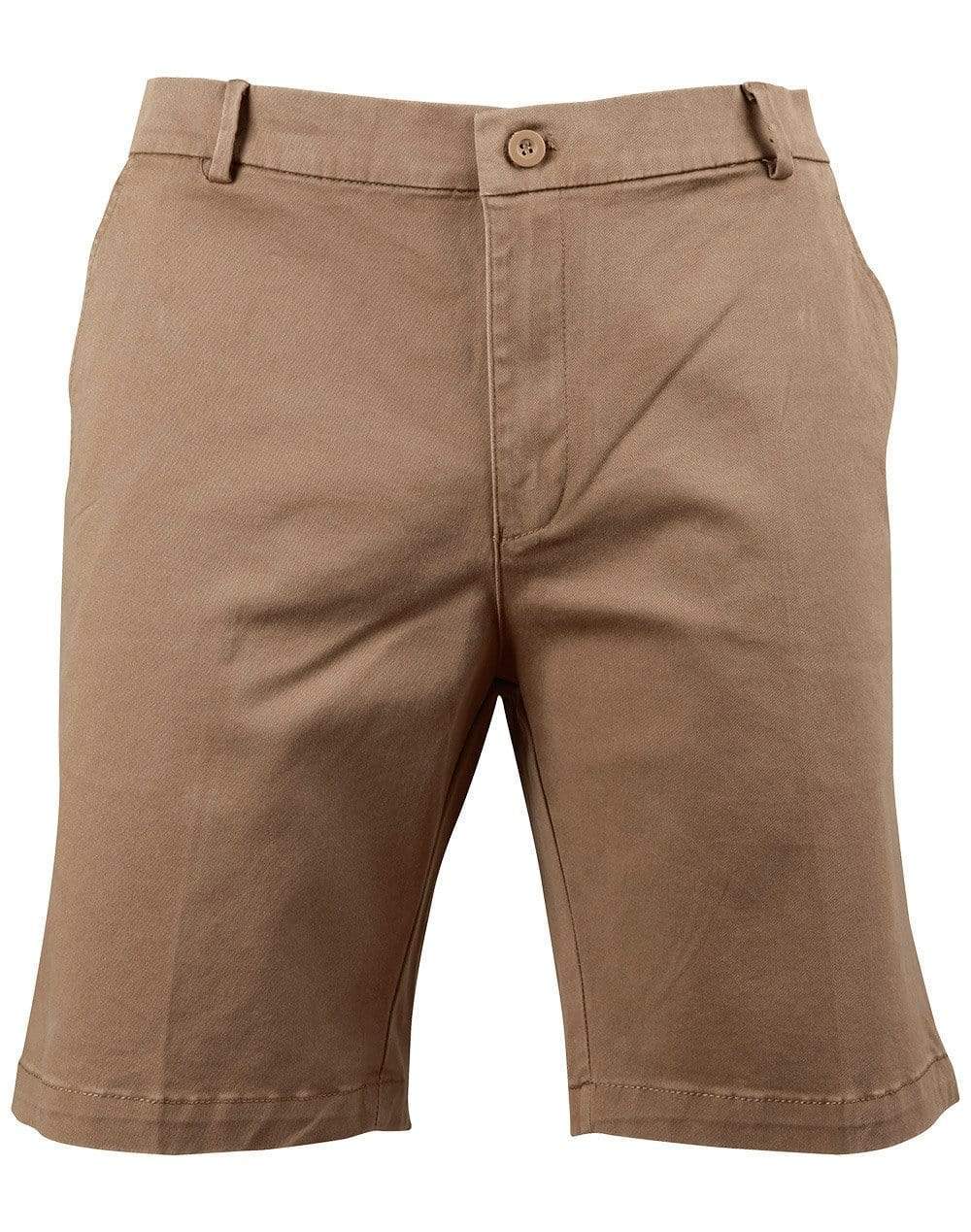 Winning Spirit Mens Slimfit Boston Chino Shorts M9381 Active Wear Winning Spirit Toffee 72 