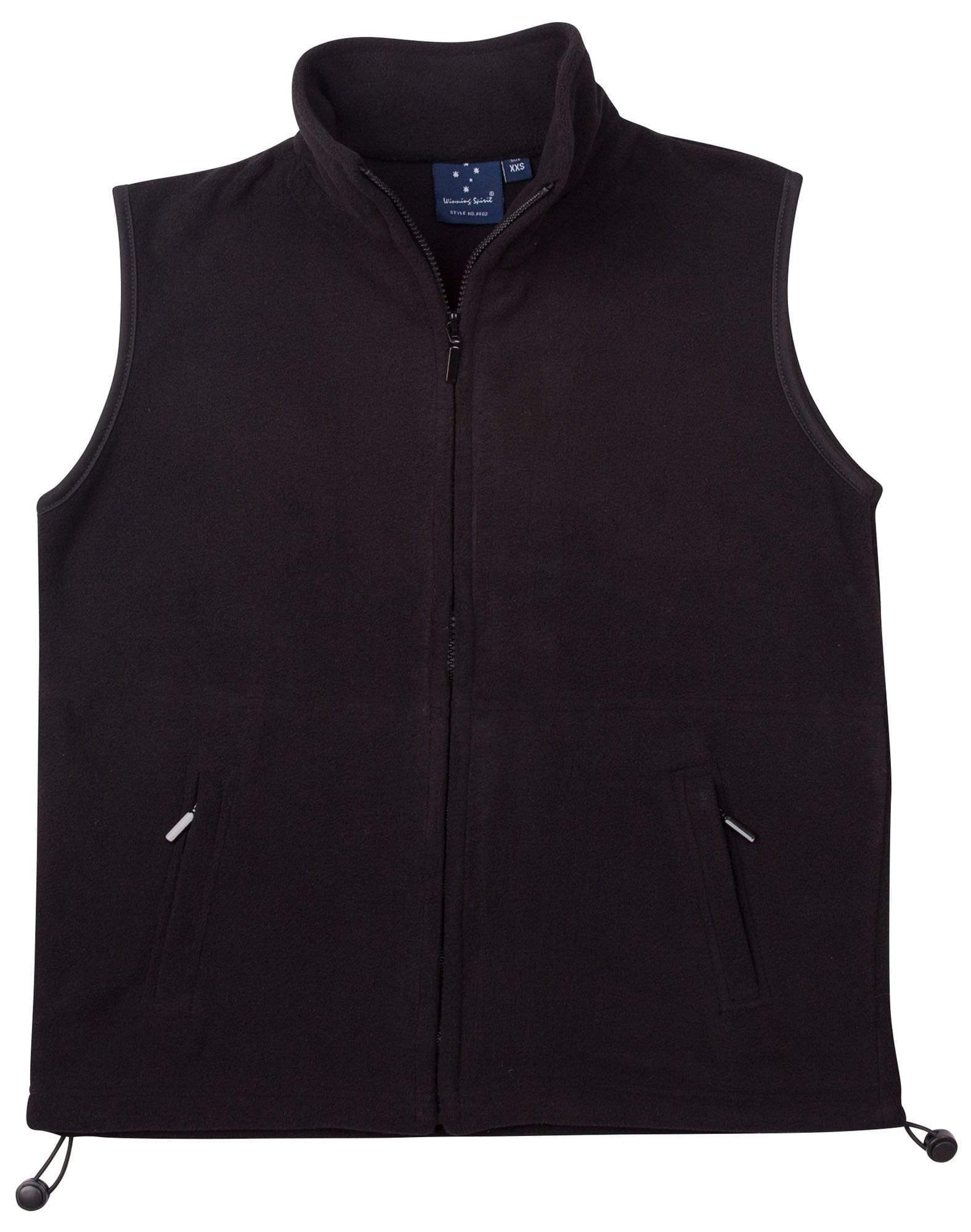 Freedom Polar Fleece Vest- Unisex Pf02 Casual Wear Winning Spirit Black/Black 2XS 