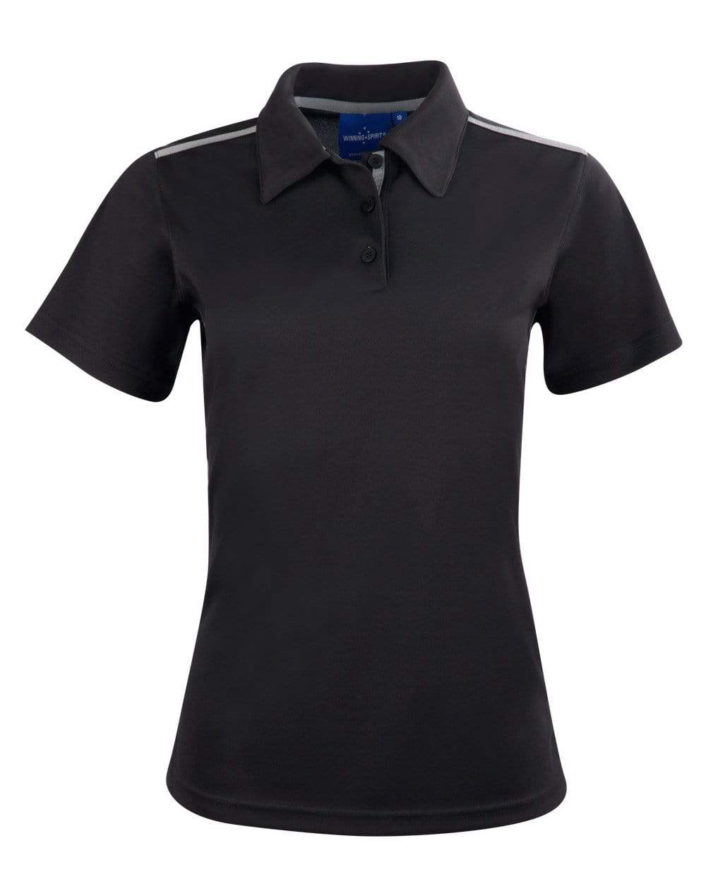 Winning Spirit PS84 STATEN POLO SHIRT Ladies Casual Wear Winning Spirit Black/Ash 6 