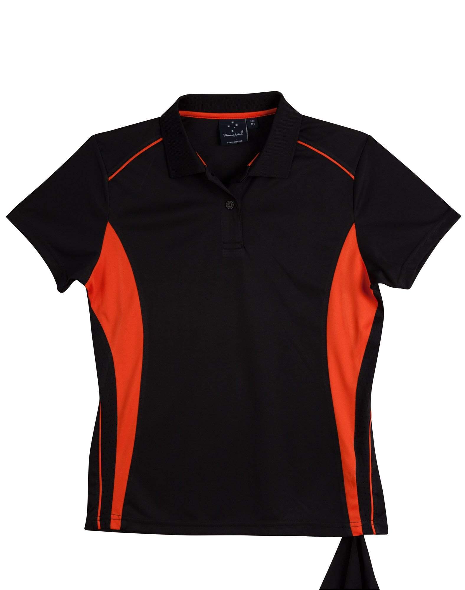 WINNING SPIRIT PURSUIT POLO Ladies' PS80 Casual Wear Winning Spirit Black/Orange 8 