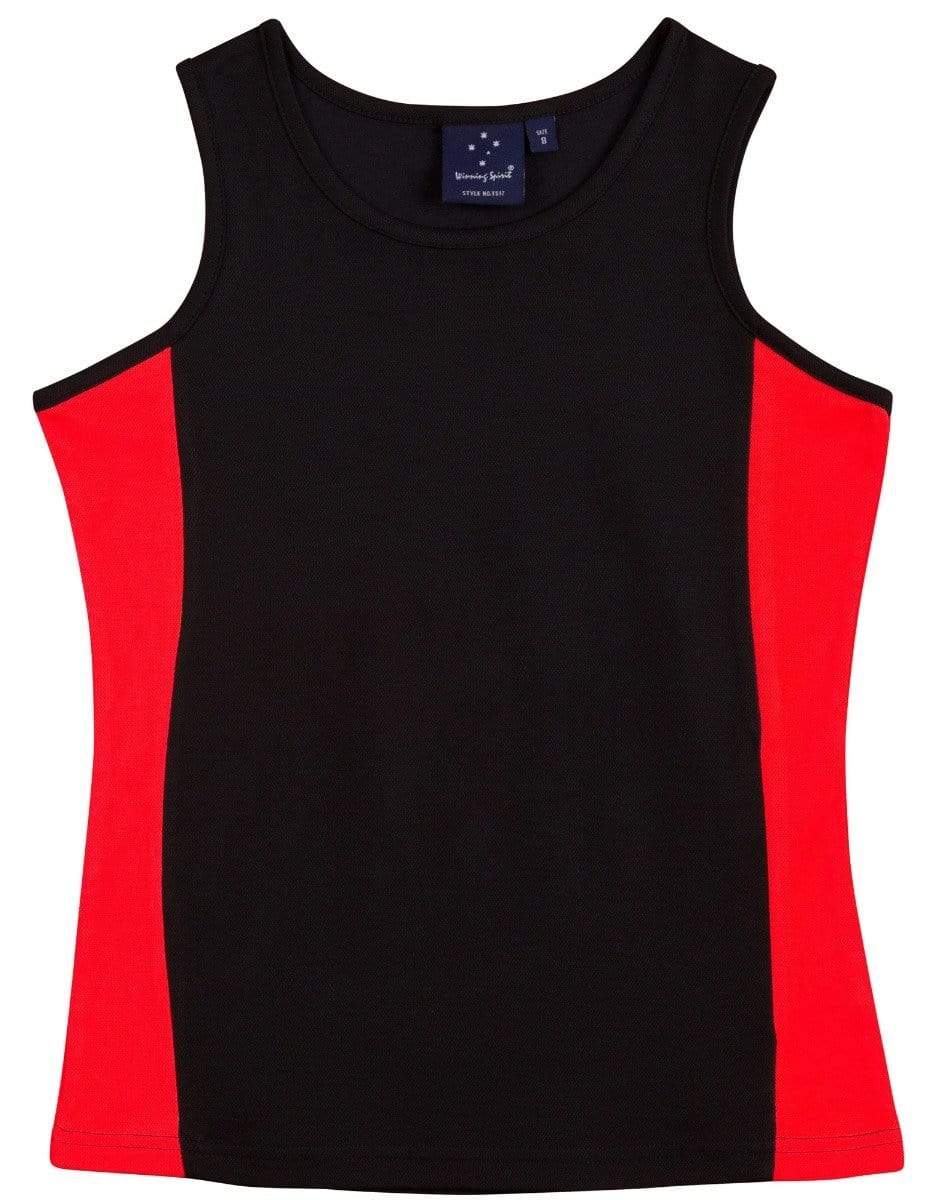 Winning Spirit Casual Wear Black/Red / 14 WINNING SPIRIT TEAMMATE SINGLET Ladies  TS17