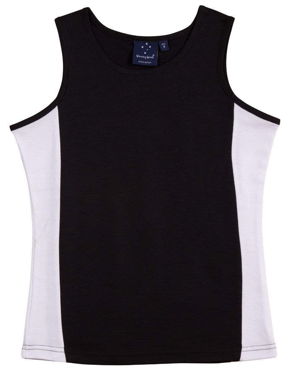 Winning Spirit Casual Wear Black/White / 12 WINNING SPIRIT TEAMMATE SINGLET Ladies  TS17