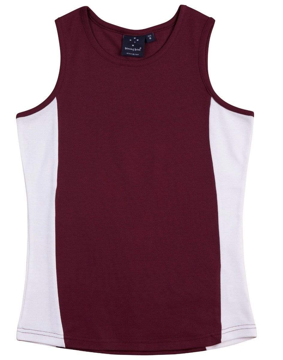 Winning Spirit Casual Wear Maroon/White / 8 WINNING SPIRIT TEAMMATE SINGLET Ladies  TS17