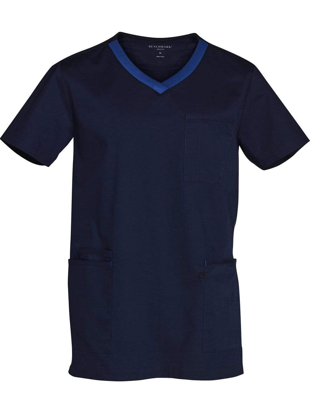 Winning Spirit Mens V-neck Trim Scrub Top M7650 Health & Beauty Winning Spirit Navy/Royal XS 